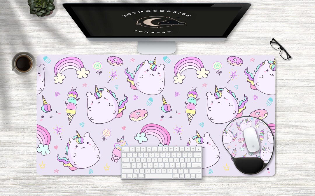 Cute Unicorns Desk Mat Unicorn Desk Mat Extra Large Desk Etsy