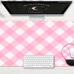 Pink Plaid Desk Mat, Pink Desk Mat, Cute Desk Mat, Desk Pad Cute, Pink Cute Desk Mat, Mouse Pad Gaming Cute, Desk Pad Cute, Pink Desk Pad