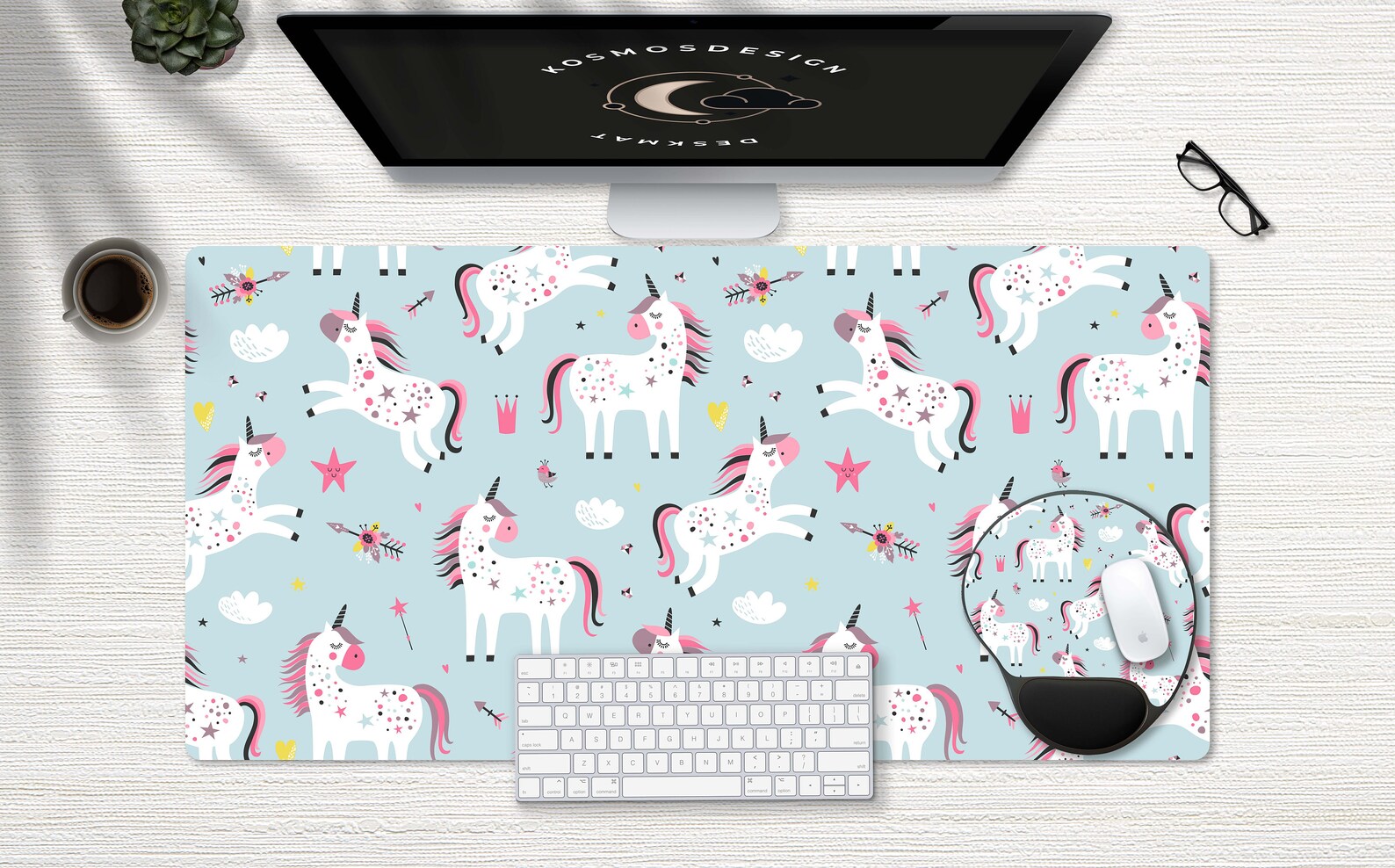 Cute Unicorns Desk Mat Unicorn Desk Mat Extra Large Desk Etsy