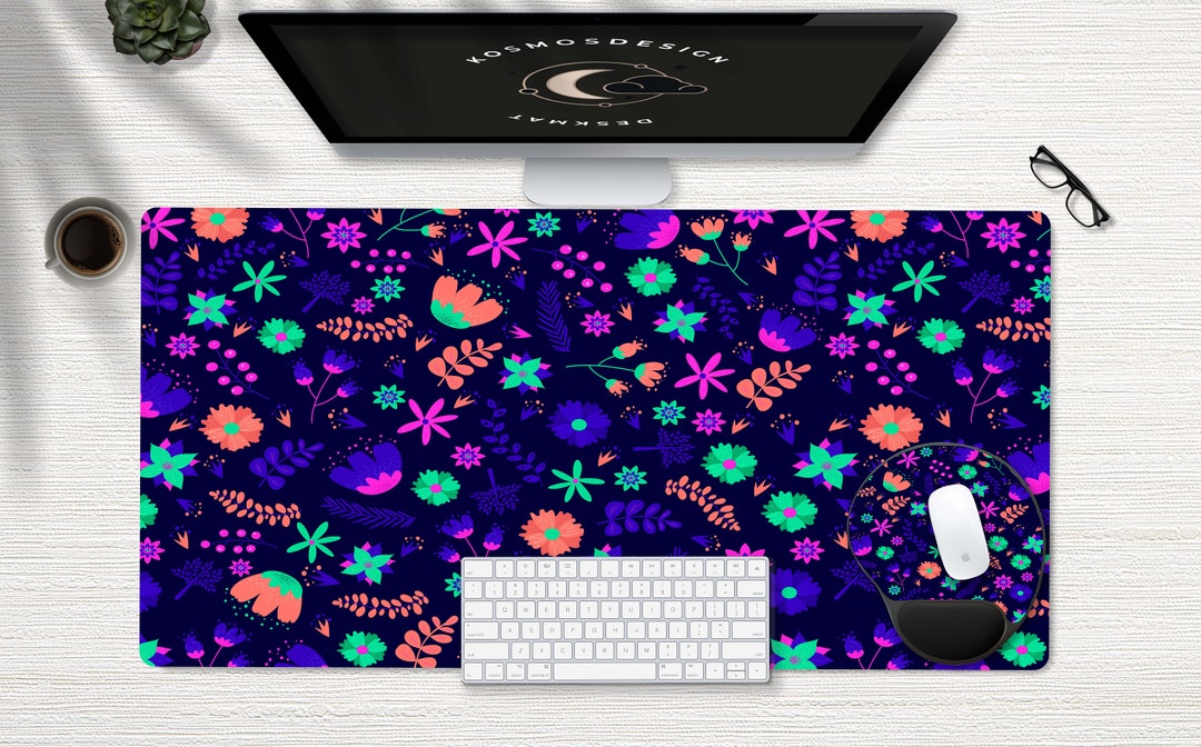 Tropical Leaves Desk Mat, Floral Desk Mat, Flowers Desk Mat, Cute Desk