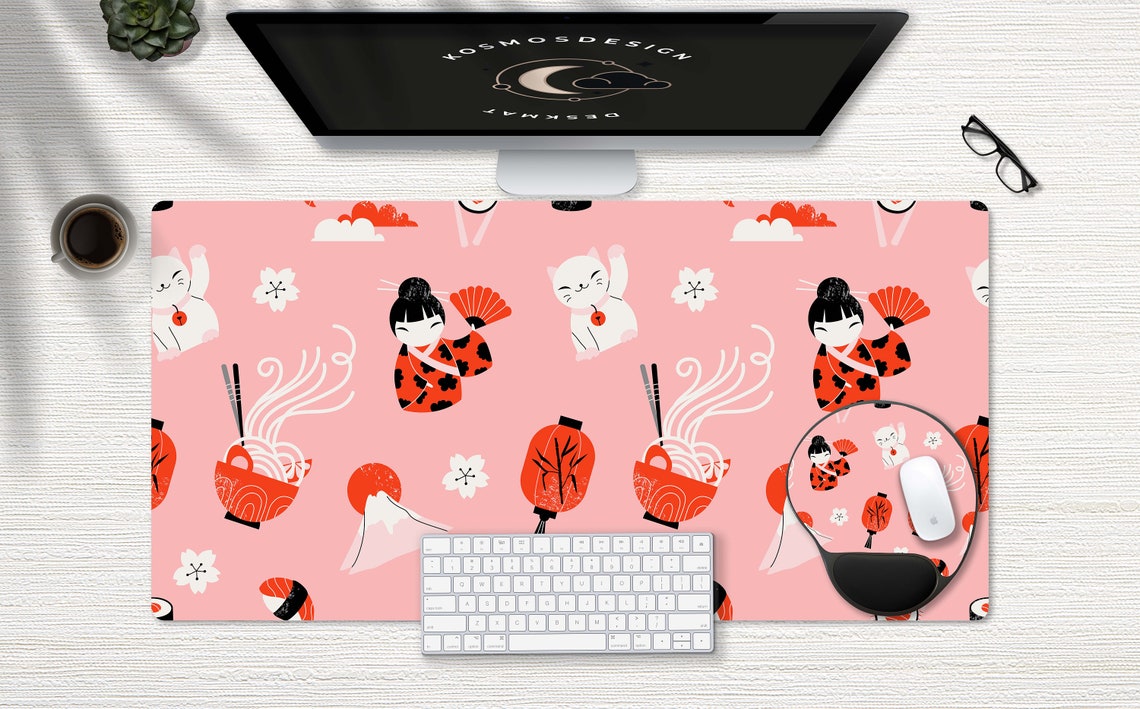 Japanese Desk Mat Pink Desk Mat Ramen Desk Mat Extra Large Etsy