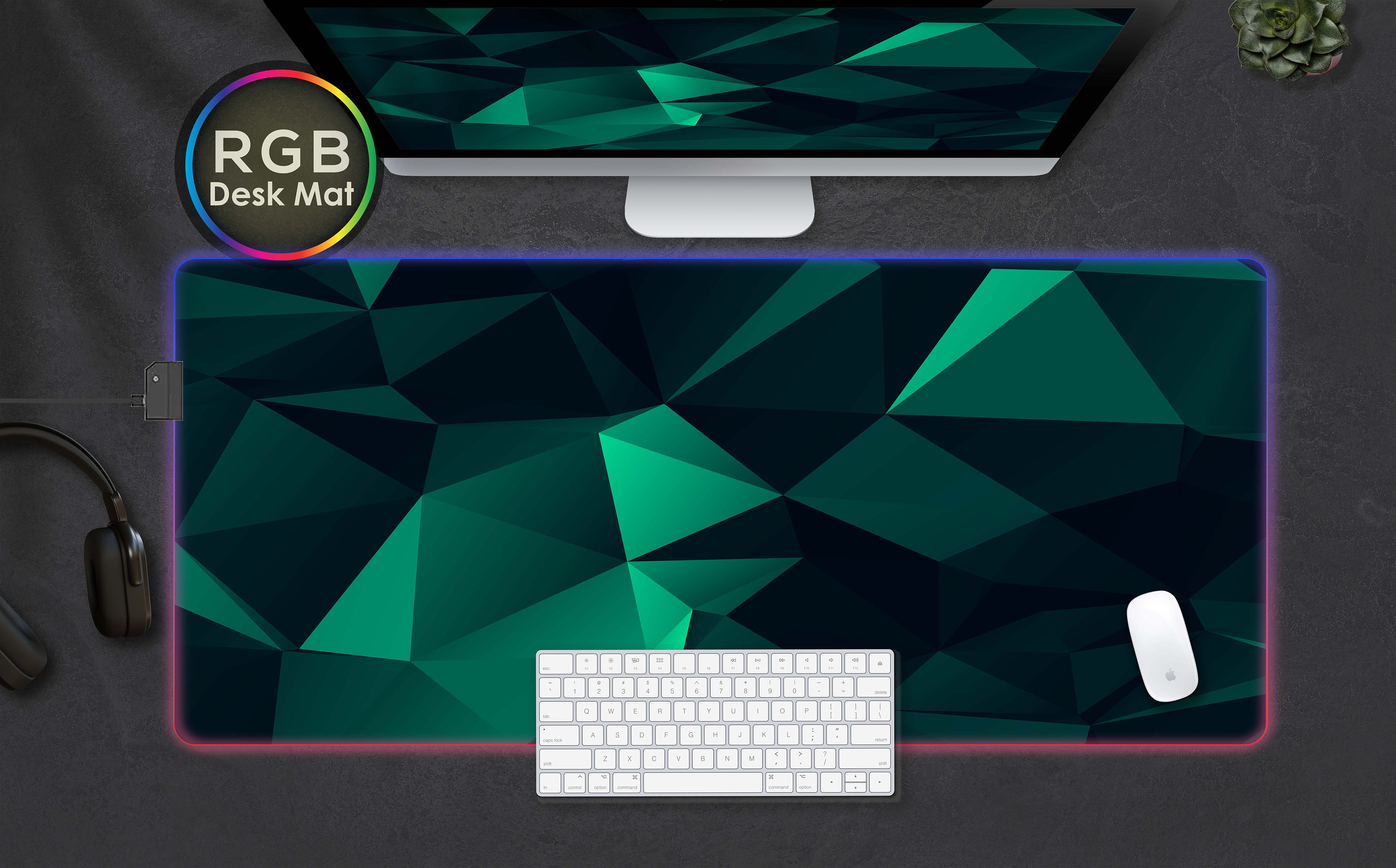 Green Rgb Desk Gaming Mat, Large Gaming Mouse Pad With RGB Led, Rgb ...