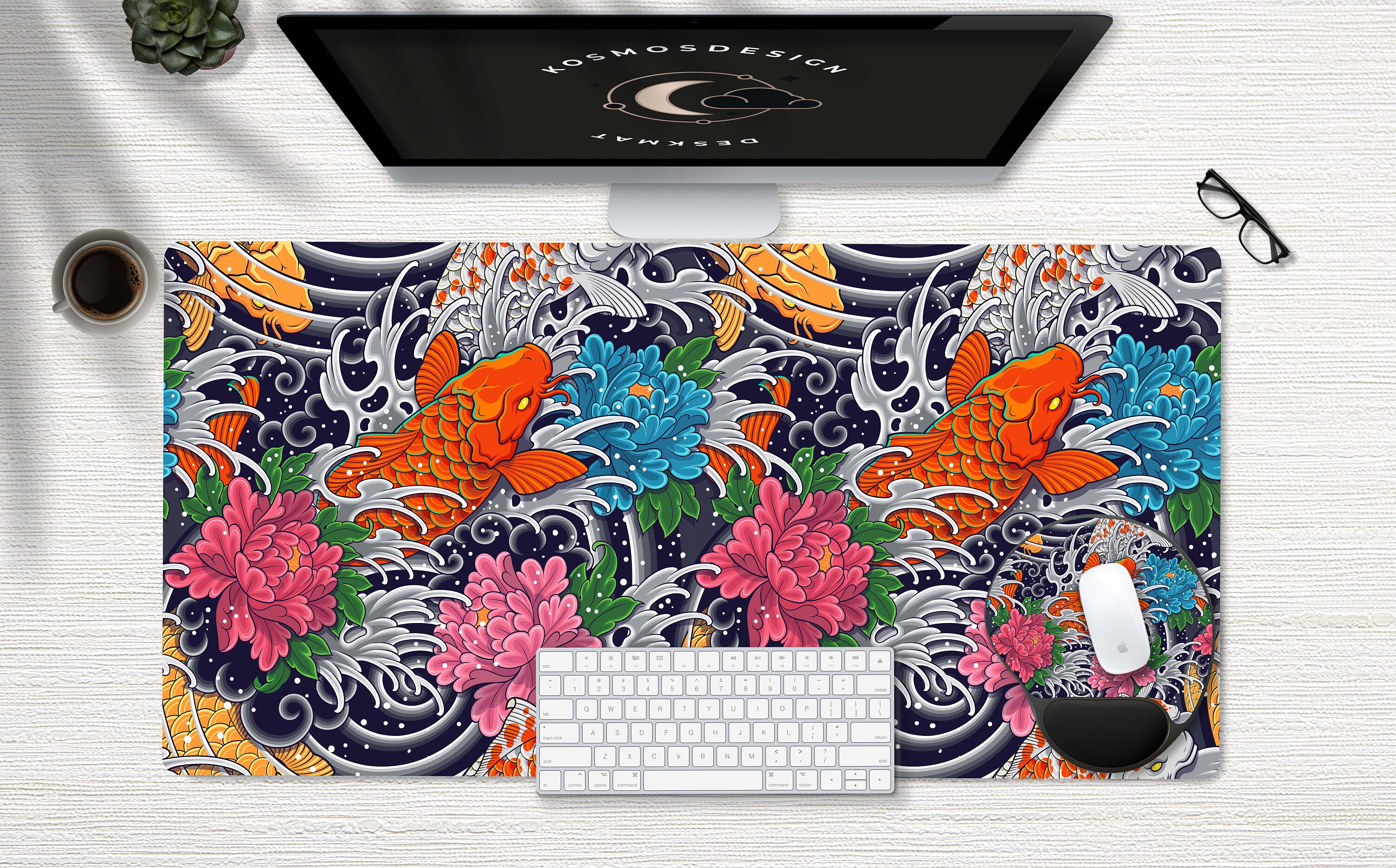 Japanese Desk Mat Koi Carp Desk Mat Anime Desk Mat Desk Mat Etsy