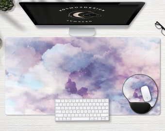 Cute Purple Pastel Sky Desk Mat, Purple Desk Mat, Cute Cloud Desk Mat, Cute Desk Pad, Extra Large Desk Mat, Desk Mat Cute, Cute Desk Mat