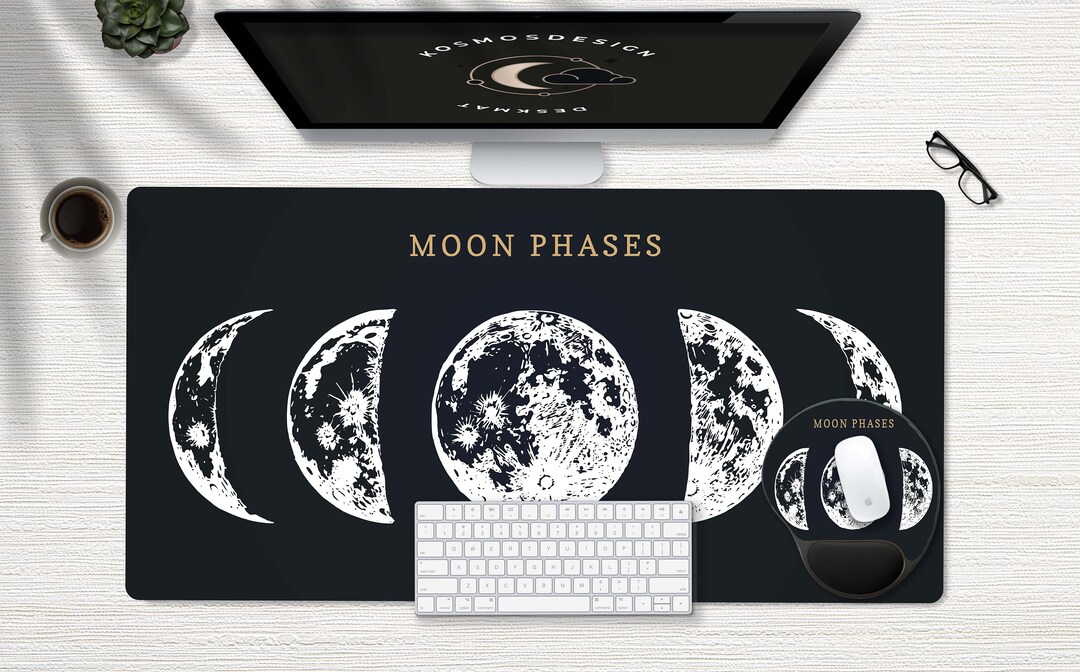 Moon Desk Moon Phases Desk Mat, Retro Desk Mat, Moon Desk Mat, Boho Desk Mat ...