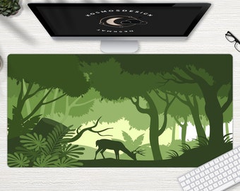 Jungle Green Desk Mat, Forest Desk Mat, Green Desk Mat, Nature Desk Mat, Extra Large Desk Mat, Desk Mat, Extended Mouse Pad, Mouse Pad Large