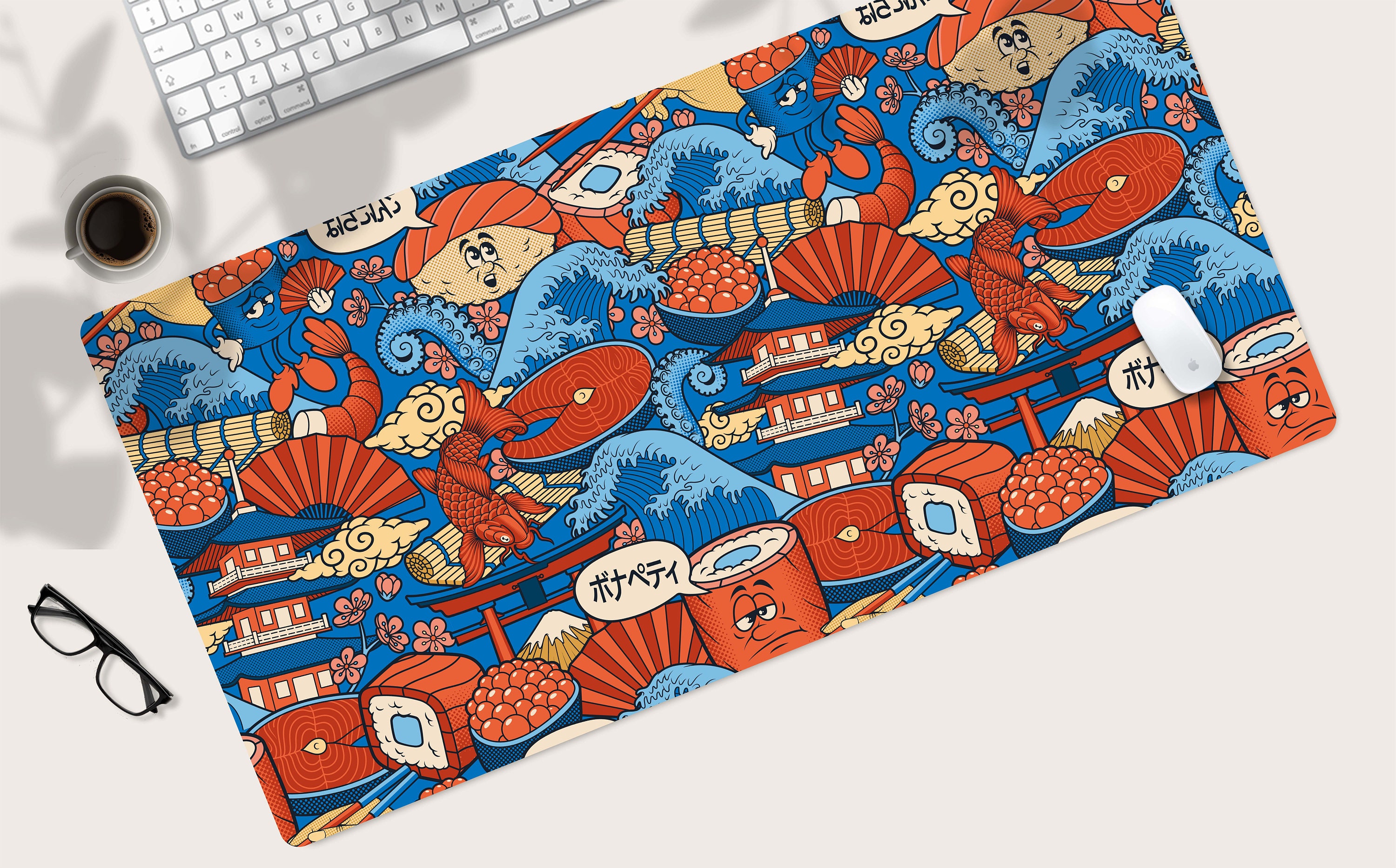 Japanese Food Desk Mat Sushi Desk Mat Kawaii Desk Mat Etsy