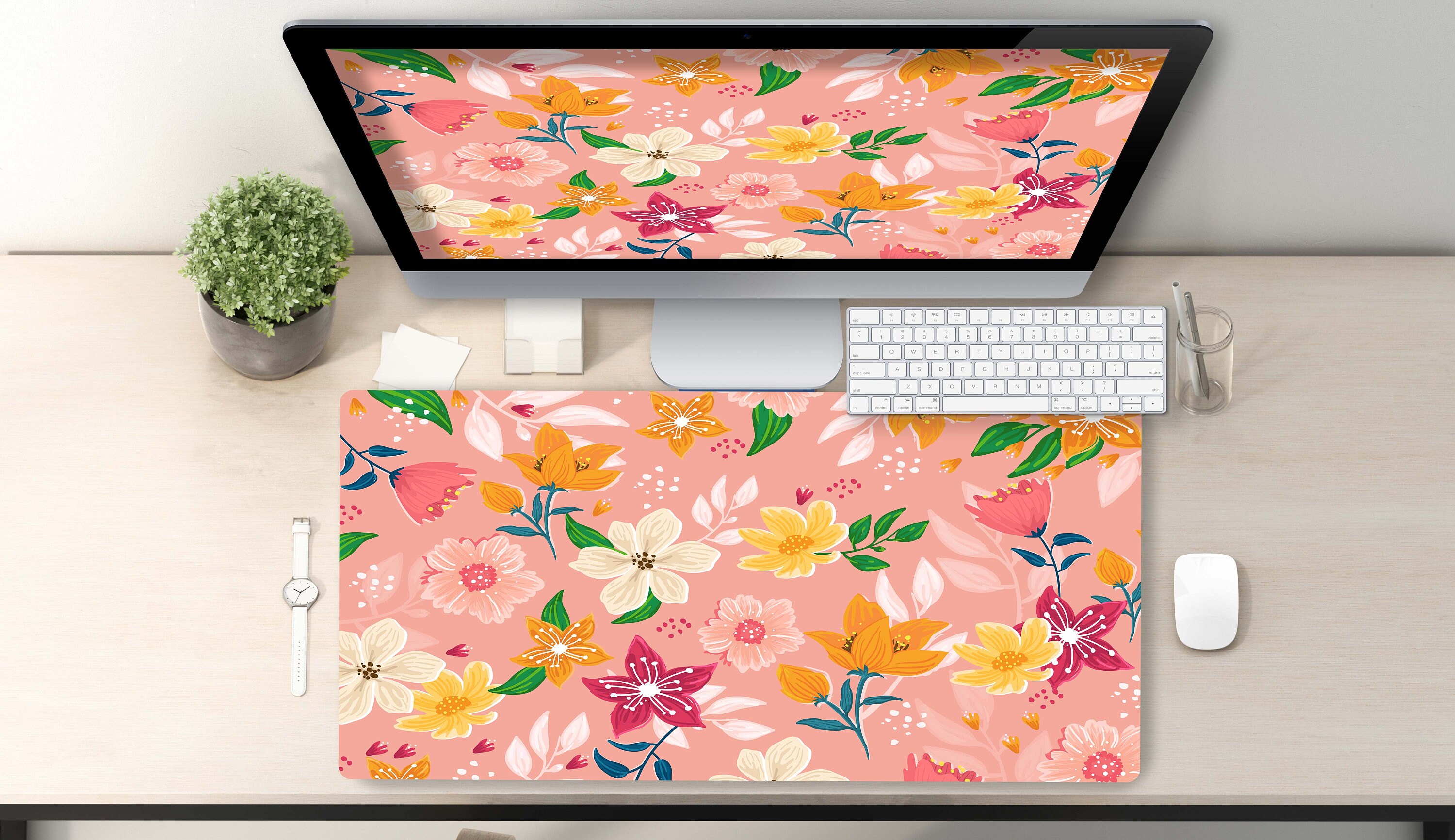 Floral Desk Mat Pink Desk Mat Cute Desk Mat Desk Pad Cute Etsy