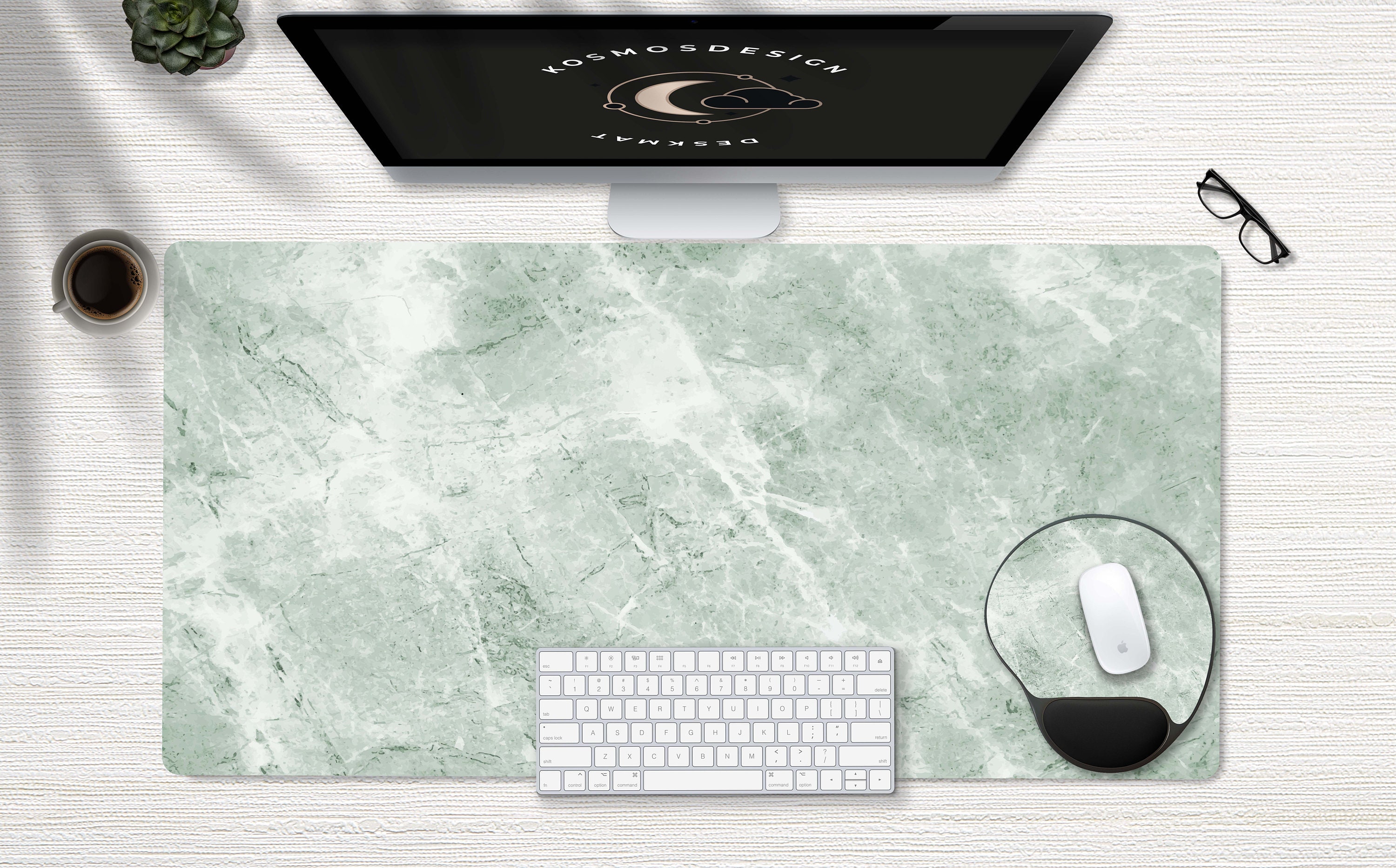 Mint Green Marble Desk Mat Green Desk Mat Office Desk Etsy