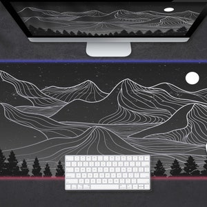 Boho Mountains Rgb Desk Gaming Mat, Large Gaming Mouse Pad with RGB Led, Rgb Mousepad, Computer Mat, Led Rgb Gaming Mouse Pad, Led Mouse Pad