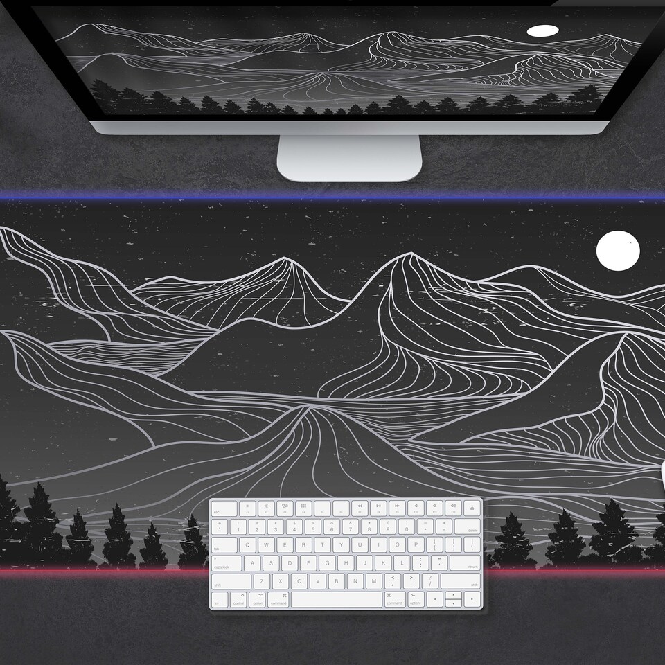 Boho Mountains Rgb Desk Gaming Mat, Large Gaming Mouse Pad With RGB Led ...