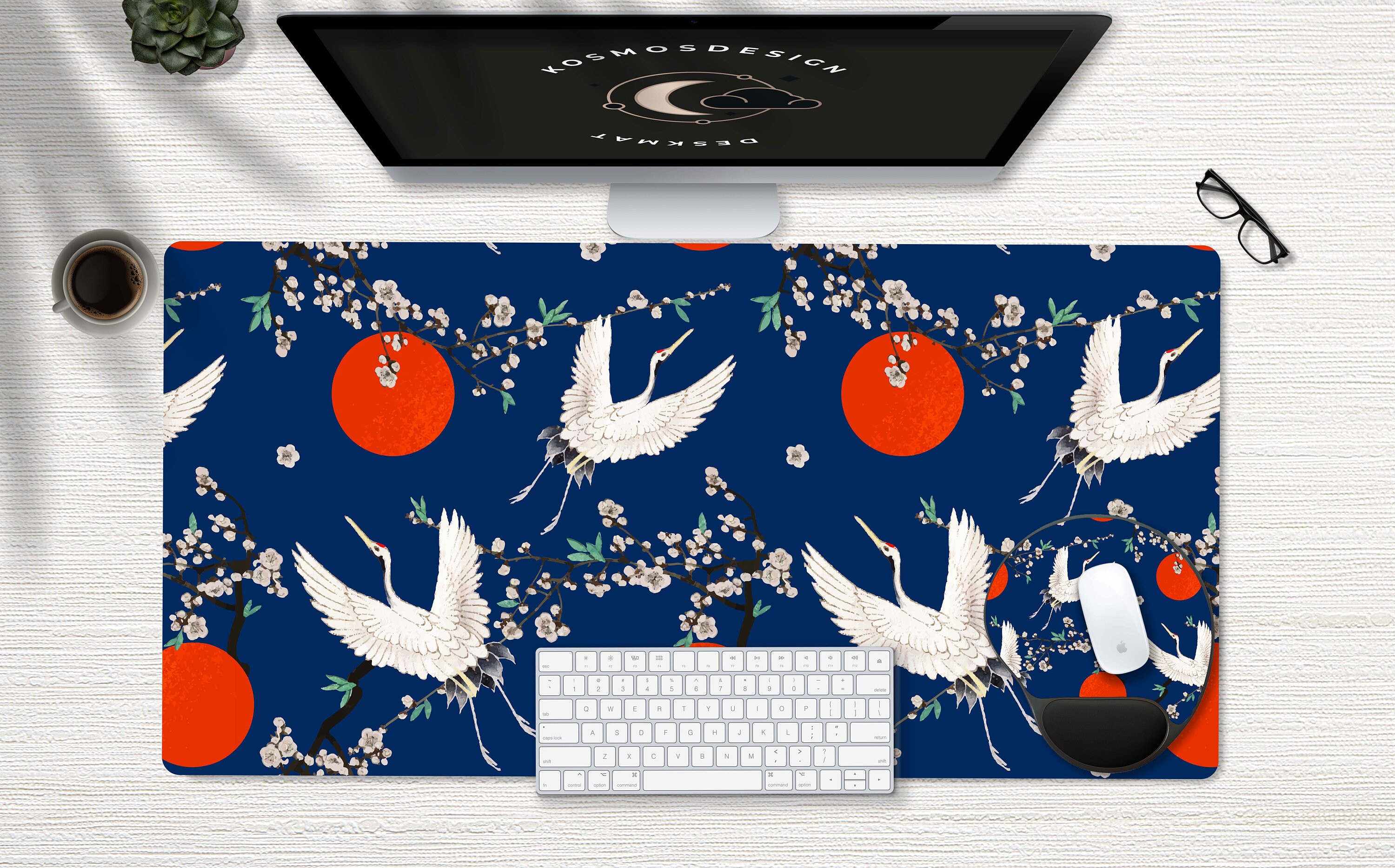 Japanese Desk Mat Japanese Crane Desk Mat Anime Desk Mat Etsy