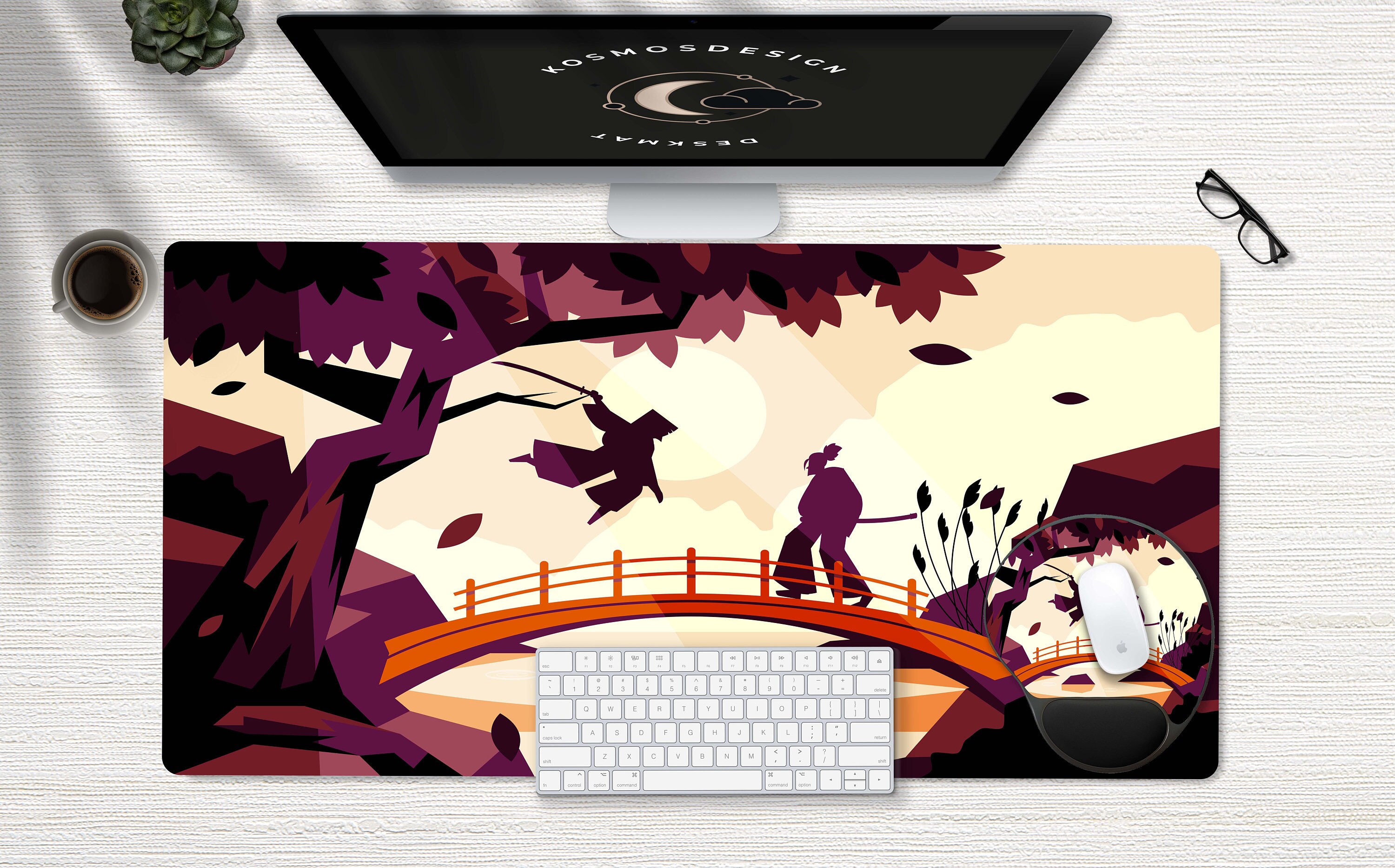 Japanese Desk Mat Samurai Desk Mat Anime Desk Mat Mountain Etsy