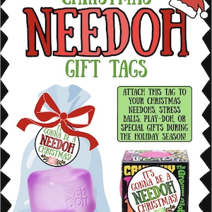 Étiquettes NeeDoh - Étiquettes cadeaux de Noël - Un Noël NEEDOH, c'est garanti ! - Cadeaux pour enfants/étudiants - À imprimer