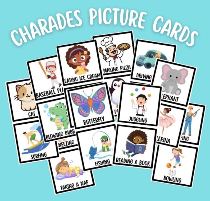 Charade Picture Cards for Kids - Instant Download - Printable - Etsy