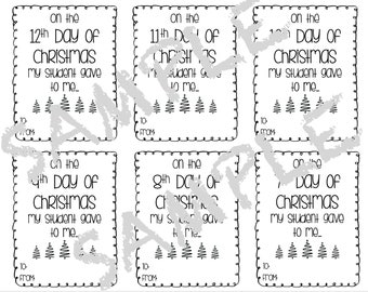Printable Black and White Christmas Name Tags
