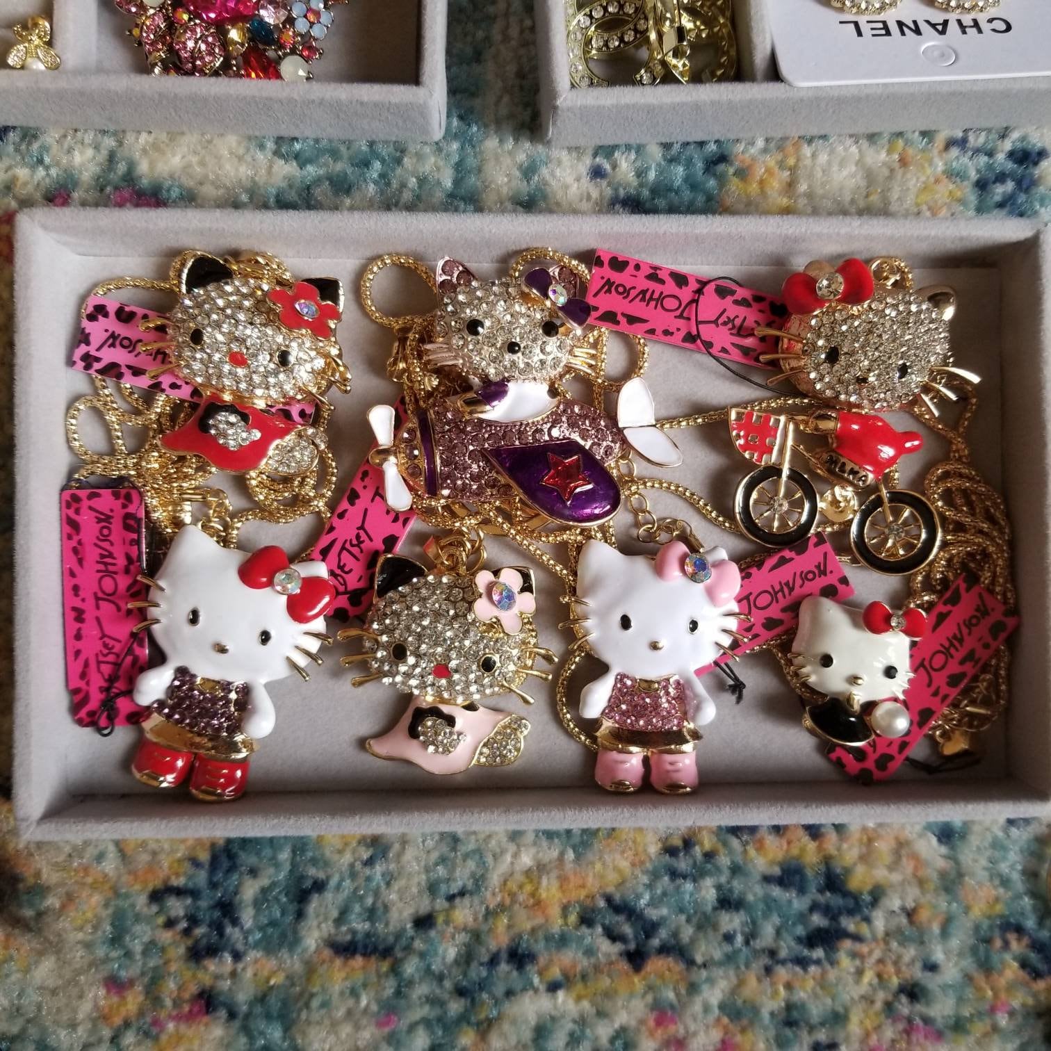 Hello Kitty diamond rhinestone brooch or charm necklace Betsey  Etsy
