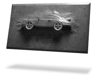 Handgefertigte Beton Skulptur des Porsche 911 Carrera RS 2.7 Nr.8 von 100  ( Limited Edition )