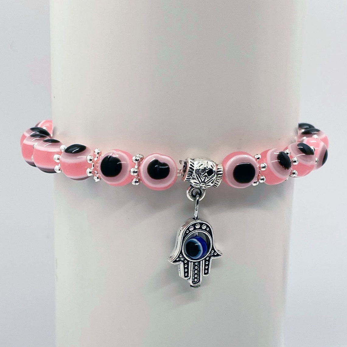 Turkish Pink Evil Eye Bead Bracelet Mal De Ojo Hamsa - Etsy