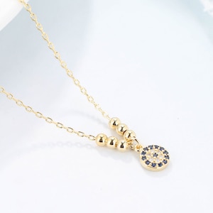 Turkish Evil Eye Beaded Chain Necklace in Gold Color - Mal De Ojo