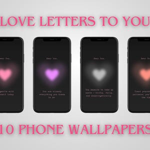 Cartas de amor para papéis de parede de telefone para si mesmo | Estética romântica, tela de bloqueio de amor próprio para iOS e Android, memorandos de autocuidado, afirmações