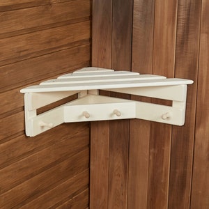 Sauna corner shelf, wooden shelf, wellness, wall shelf