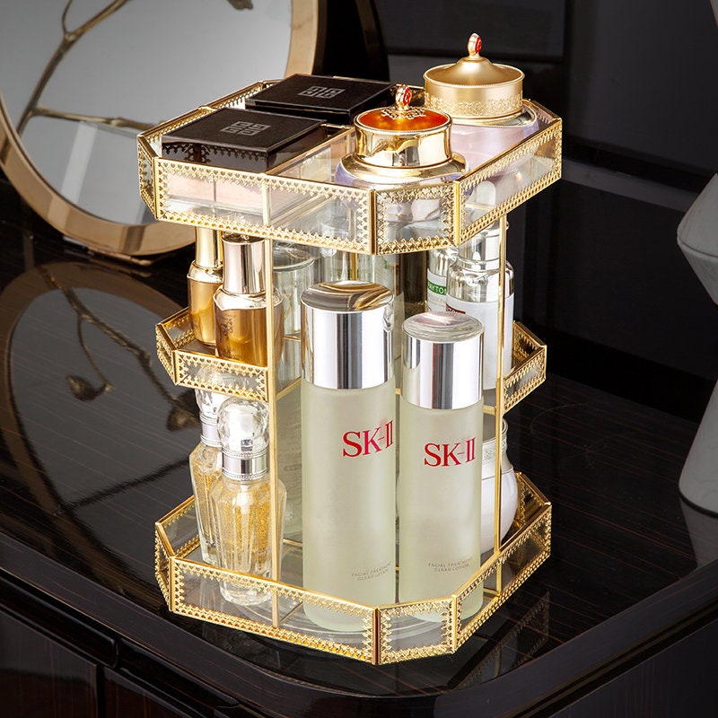 Rotating Glass Makeup Organizer makeup perfume lotion Etsy