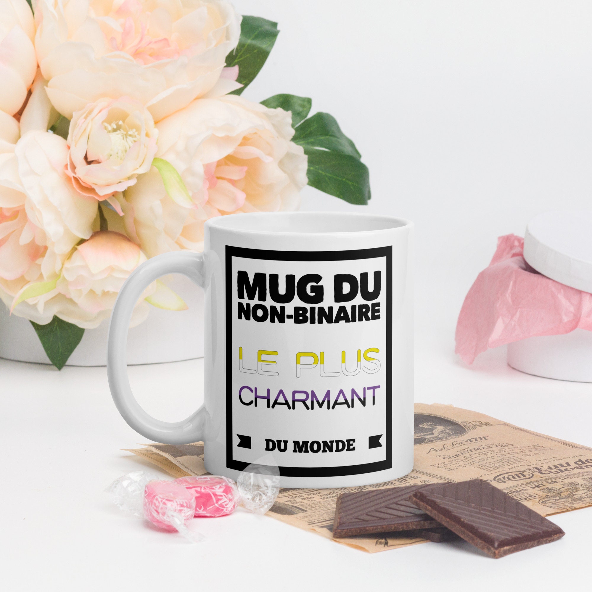 Mug Du Non-Binaire Le Plus Charmant Monde - Tasse Blanc Brillant 2 Tailles 11Oz & 15Oz