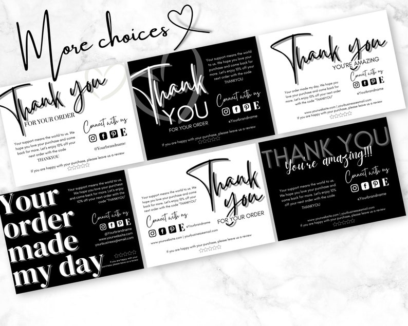Editable &amp; Printable One-sided Thank You Card for Your Small | Etsy
