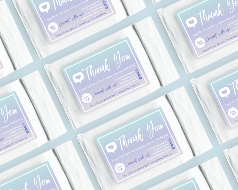 Editable &amp; Printable One-sided Gradient Thank You Card for - Etsy