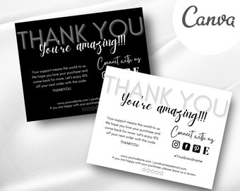 Editable &amp; Printable One-sided Thank You Card for Your Small | Etsy