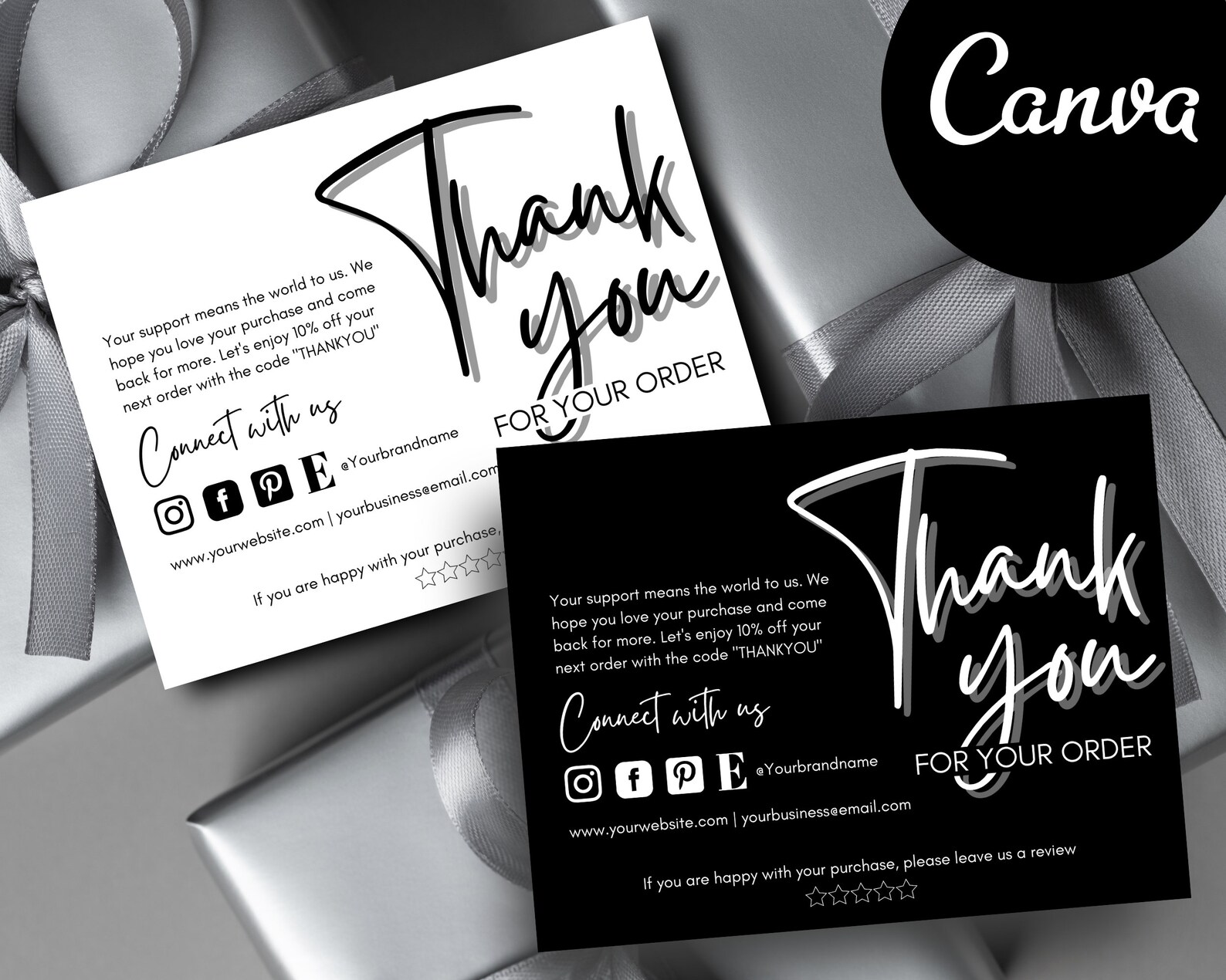 Editable &amp; Printable One-sided Thank You Card for Your Small | Etsy