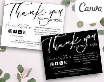 Editable &amp; Printable One-sided Thank You Card for Your Small | Etsy