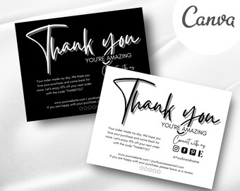 Editable & Printable One-sided Thank You Card for Your Small | Etsy