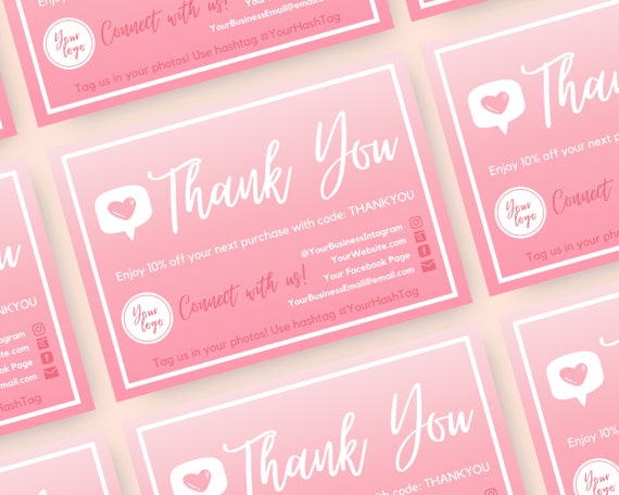 Editable &amp; Printable One-sided Gradient Thank You Card for | Etsy