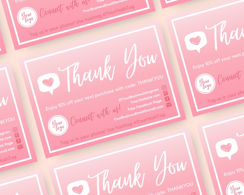 Editable &amp; Printable One-sided Gradient Thank You Card for | Etsy