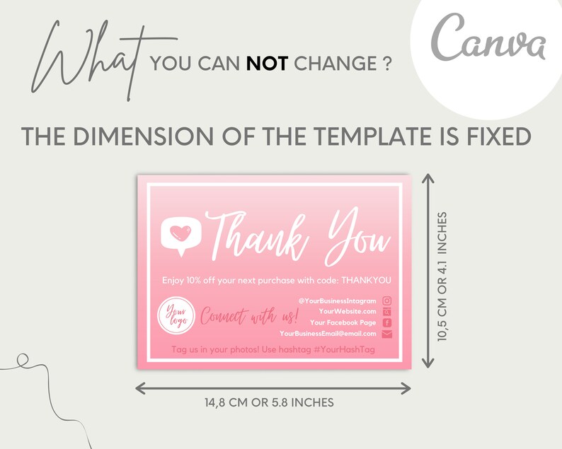 Editable &amp; Printable One-sided Gradient Thank You Card for | Etsy