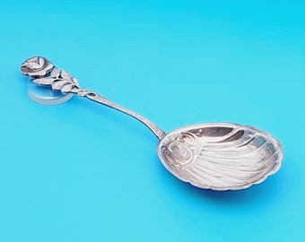 Vintage Antiko Cream Spoon Hildesheimer Rose Silver Plated Flower #tü2