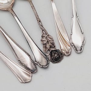 6 antique vintage spoons coffee spoons mix cutlery silver plated teaspoon #MIX28 shabby chic