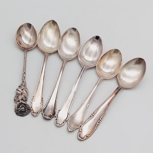 6 antique vintage spoons coffee spoons mix cutlery silver plated teaspoons #MIX12 shabby chic