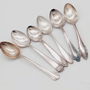 6 antique vintage spoons coffee spoons mix cutlery silver plated teaspoon #MIX25 shabby chic