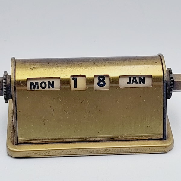 Vintage Bauhaus Ewiger Kalender Messing Optik antik
