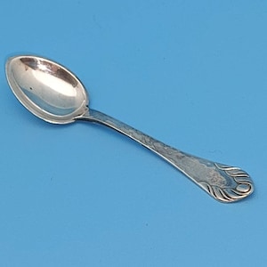Antique hammered salt spoon silver 830 sweetener spoon #001 Denmark