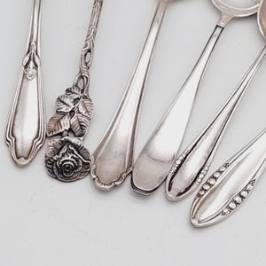 6 antique vintage spoons coffee spoon mix cutlery silver plated teaspoon #MIX18 shabby chic