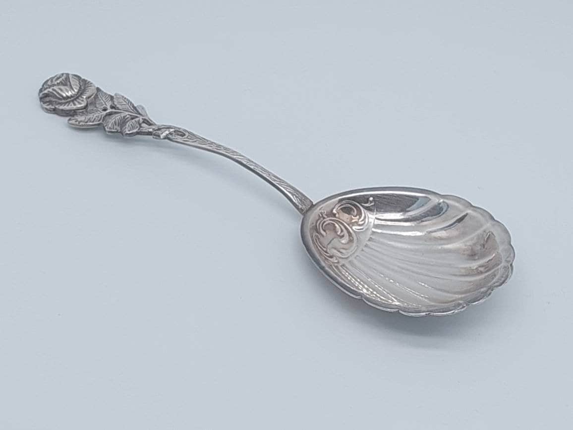 XL Rose Decor Antiko Cream Spoon 100 Silver Spoon with Flowers #006
