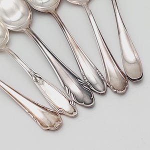 6 antique vintage spoons coffee spoon mix cutlery silver plated teaspoon #MIX17 shabby chic