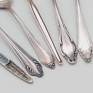 6 antique vintage spoons coffee spoon mix cutlery silver plated teaspoon #MIX19 shabby chic