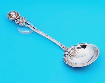 Vintage Antique Cream Spoon Hildesheimer Rose Silver Plated Spoon with Rose Flowers #tü2