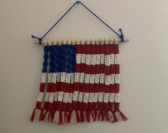 American Flag Macrame Wall Hanging