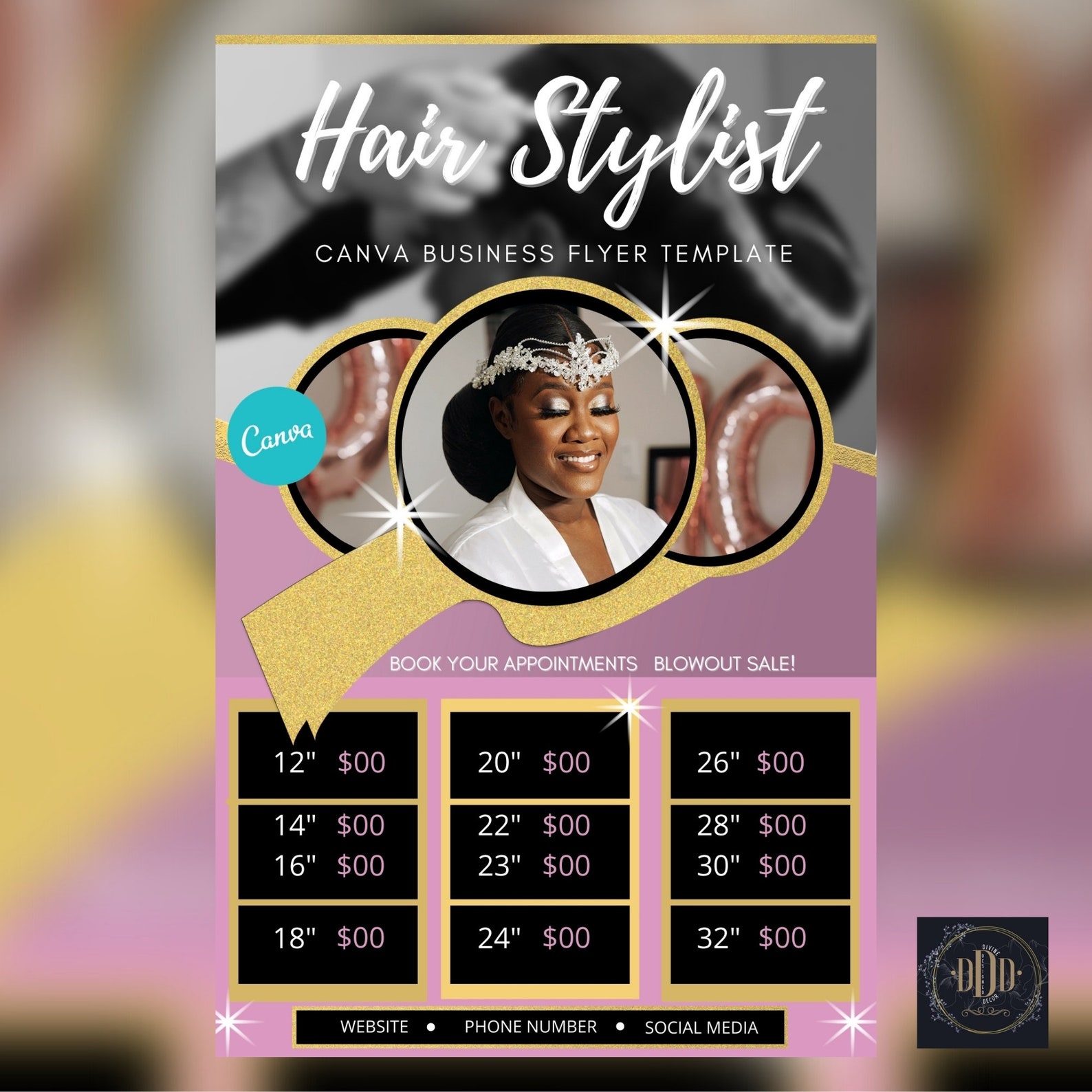 Business Canva Template Perfect for HAIR STYLIST MakeUp Etsy